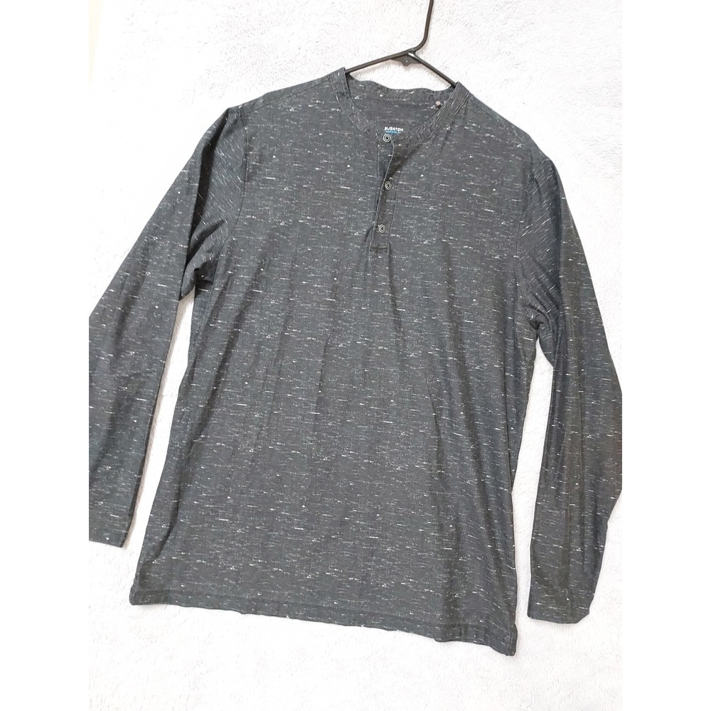 Bugatchi Shirt Mens XL Henley Long Sleeve Heather Gray Ooohcotton Tech Stretch